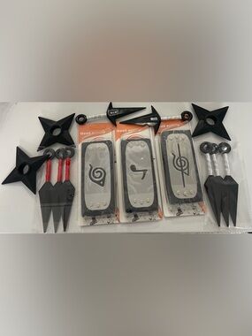 Naruto Cosplay Headband - Leaf, Sound, & anti-leaf with plastic kunai & shiruken